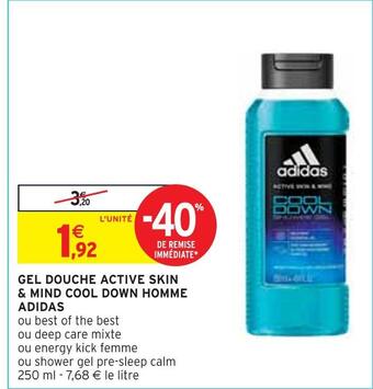 Intermarché Adidas gel douche active skin & mind cool down homme offre