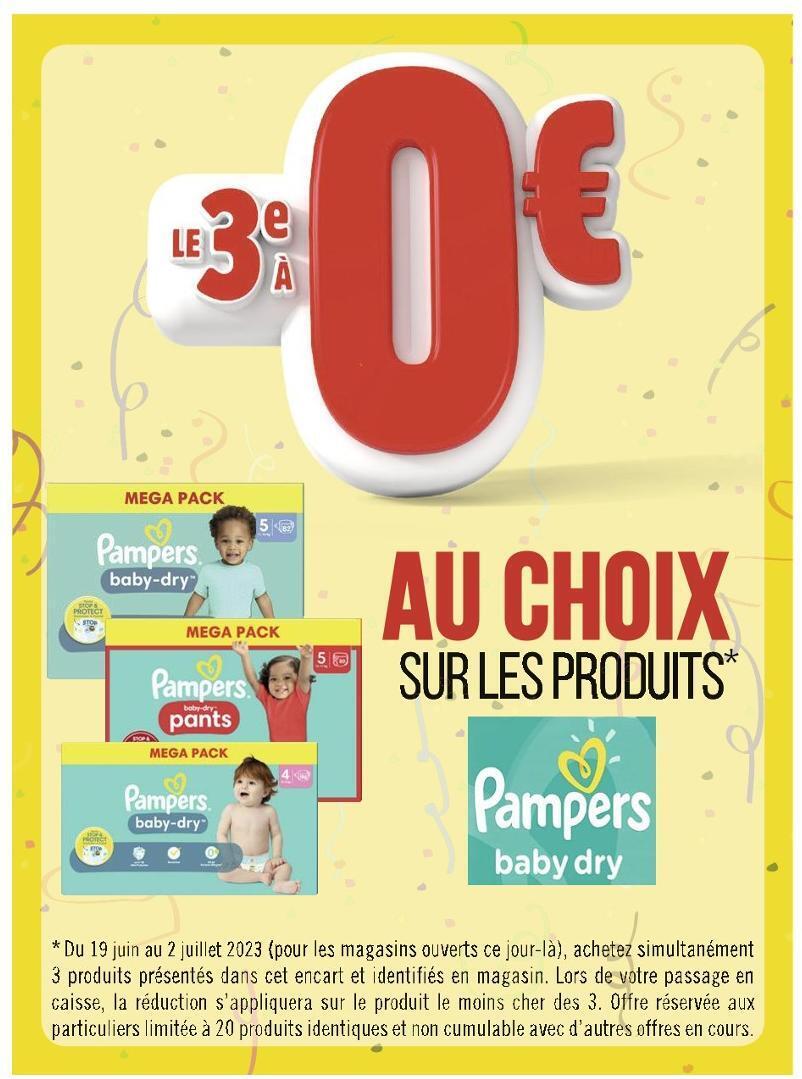 Promo Pampers le 3e à 0€ au choix sur les produits pampers chez Casino Hyperfrais