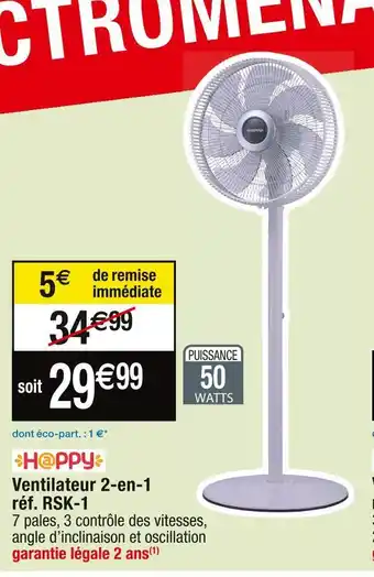 Cora x Carrefour Happy ventilateur 2-en-1 réf. rsk-1 offre