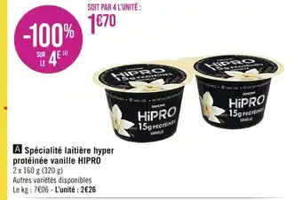 Hipro spécialité laitiÚre hyper protéinée vanille
