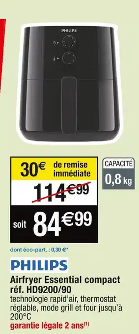 Cora x Carrefour Philips airfryer essential compact réf. hd9200/90 offre