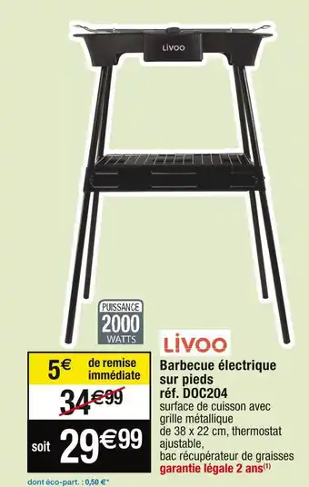 Cora x Carrefour Livoo barbecue électrique sur pieds offre
