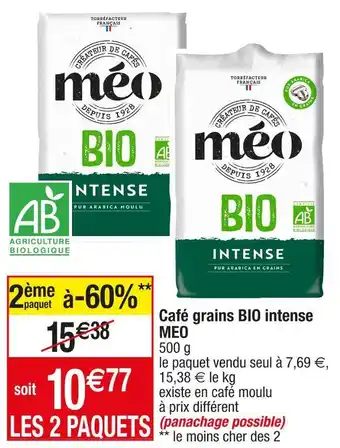 Cora x Carrefour Meo café grains bio intense offre