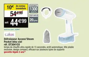 Cora x Carrefour Calor défroisseur access’steam pocket bleu ciel offre