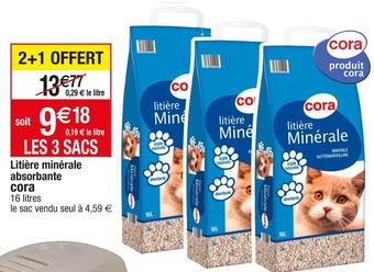 Cora x Carrefour Cora litière minérale absorbante offre