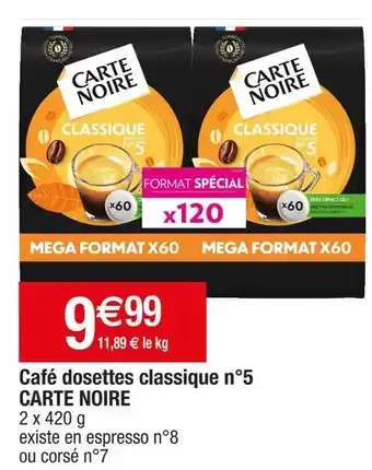 Cora x Carrefour Carte noire café dosettes classique n°5 offre