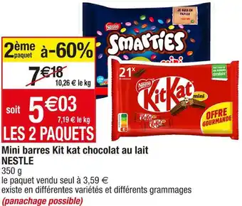Cora x Carrefour Nestle mini barres kit kat chocolat au lait offre