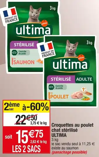 Cora x Carrefour Ultima croquettes au poulet chat stérilisé offre