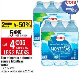Cora x Carrefour Cora eau minérale naturelle source montfras offre