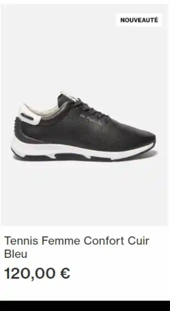 Tennis femme confort cuir bleu