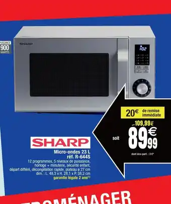 Cora x Carrefour Micro-ondes sharp 23l offre