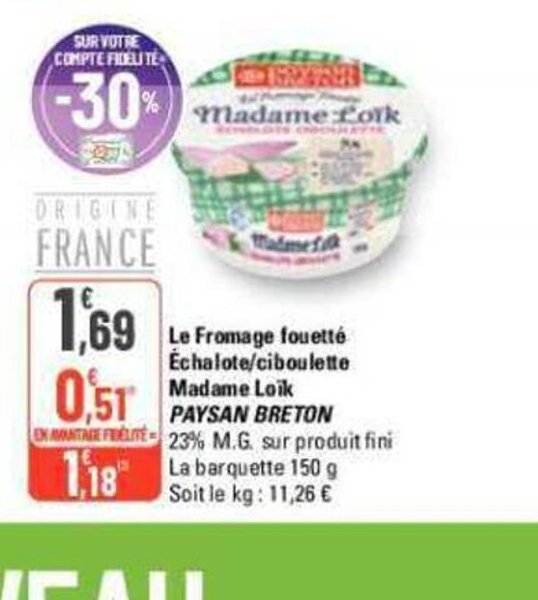 Promo Le Fromage fouetté Échalote/ciboulette chez G20
