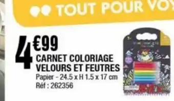 La Foir'Fouille Carnet coloriage velours et feutres offre