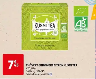 Auchan THÉ VERT GINGEMBRE CITRON KUSMI TEA offre