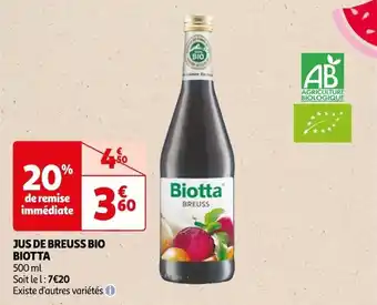 Auchan JUS DE BREUSS BIO BIOTTA offre