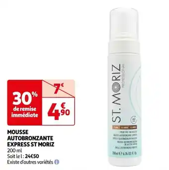 Auchan MOUSSE AUTOBRONZANTE EXPRESS ST MORIZ 200 ml offre
