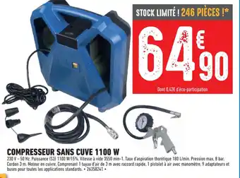 Brico Cash COMPRESSEUR SANS CUVE 1100 W offre