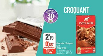 G20 Chocolat L'Original Lait CÔTE D'OR offre