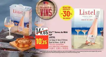 G20 Vin** Terres du Midi IGP LISTEL offre
