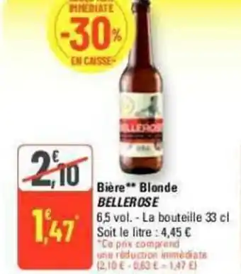 G20 Bière Blonde BELLEROSE offre