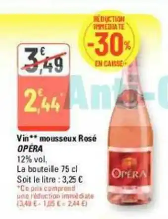 G20 Vin** mousseux Rosé OPERA offre