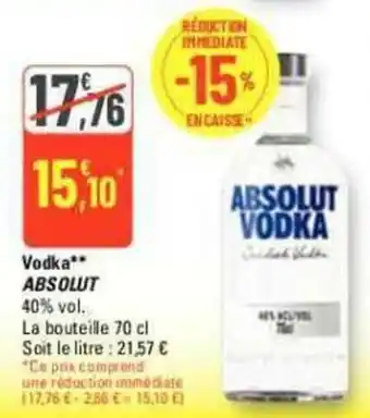 G20 Vodka** ABSOLUT offre