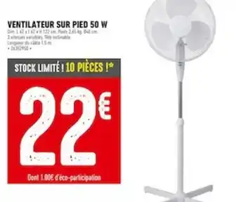 Batkor VENTILATEUR SUR PIED 50 W offre