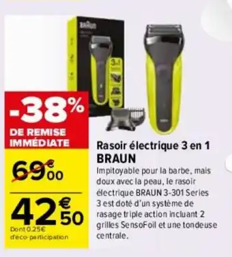 Carrefour Rasoir électrique 3 en 1 BRAUN offre