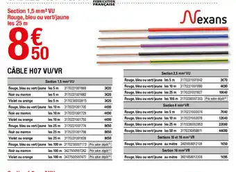 Brico Dépôt Câble HO7 VU/VR offre