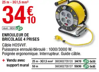 Brico Dépôt Enrouleur de bricolage 4 prises offre