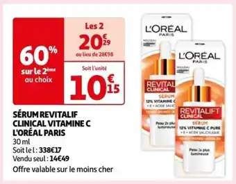 Auchan SÉRUM REVITALIF CLINICAL VITAMINE C L'ORÉAL PARIS offre