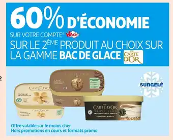 Auchan Supermarché Carte d'or 60% d’économie sur le 2ème produit sur votre compte waaoh ! au choix sur la gamme bac de glace carte d'or offre