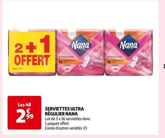 Auchan Supermarché Nana serviettes ultra régulier offre