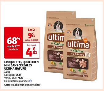 Auchan Supermarché Ultima croquettes pour chien mini sans céréales nature offre