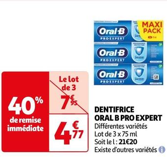 Oral b dentifrice pro expert