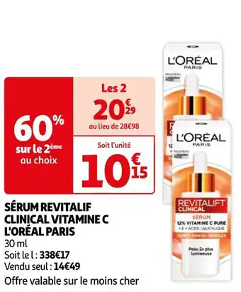 Auchan L'oréal paris sérum revitalif clinical vitamine c offre