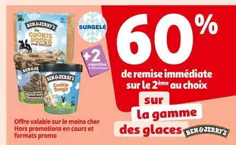 Auchan Supermarché Ben & jerry's 60% de remise immédiate sur le 2ème au choix sur la gamme des glaces ben & jerry's offre