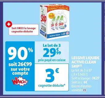 Auchan Skip lessive liquide active clean(2) offre
