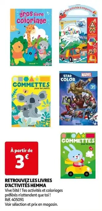 Auchan Hemma retrouvez les livres d'activités offre