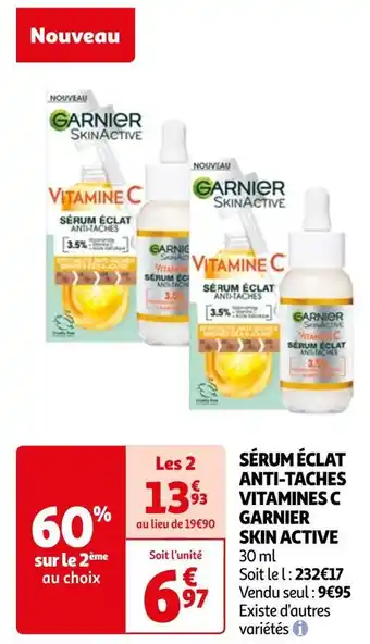 Auchan Garnier sérum éclat anti-taches vitamines c skin active offre