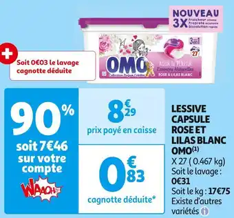 Auchan Supermarché Omo lessive capsule rose et lilas blanc(1) offre