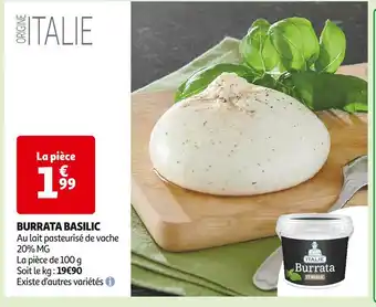 Auchan Supermarché Burrata basilic offre