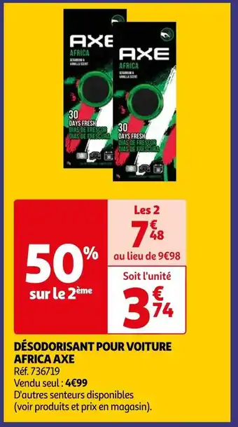 Auchan Axe désodorisant pour voiture africa offre