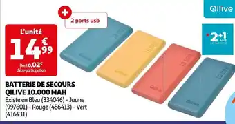 Auchan Qilive batterie de secours 10.000 mah offre