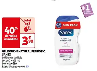 Auchan Sanex gel douche natural prebiotic offre