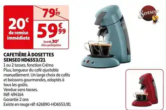 Auchan Senseo cafetière à dosettes hd6553/21 offre