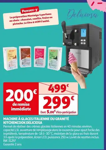 Auchan Kitchencook deliciosa machine à glaces italienne ou granité offre