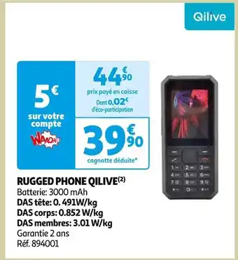 Auchan Qilive rugged phone offre