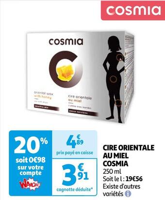 Auchan Cosmia cire orientale au miel offre