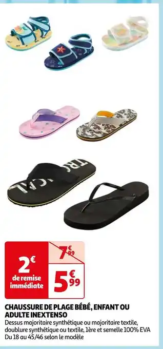 Auchan In extenso chaussure de plage bébé, enfant ou adulte offre